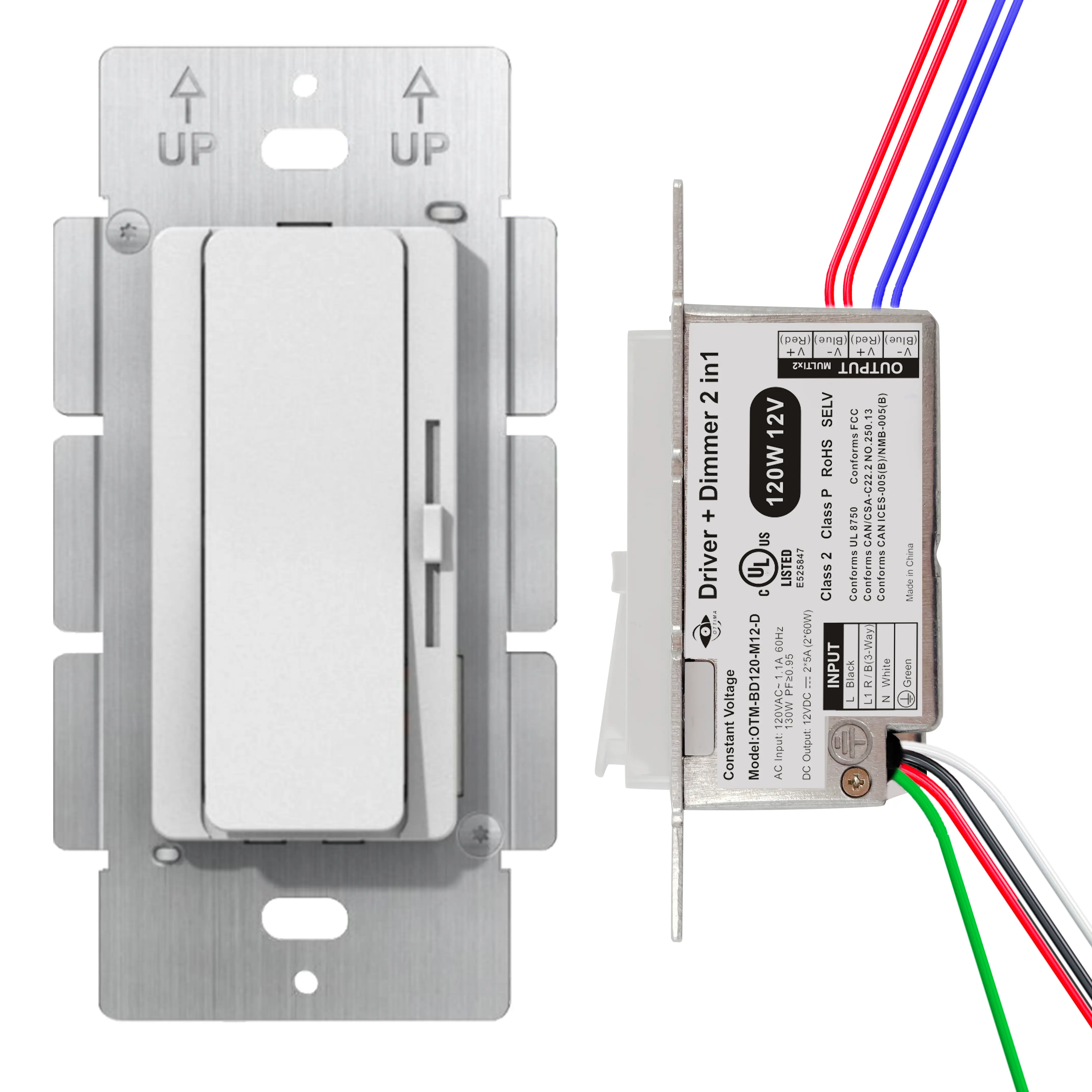 120W Dimmable LED Driver & Dimmer Switch 2-in-1 Constant Voltage Power Supply