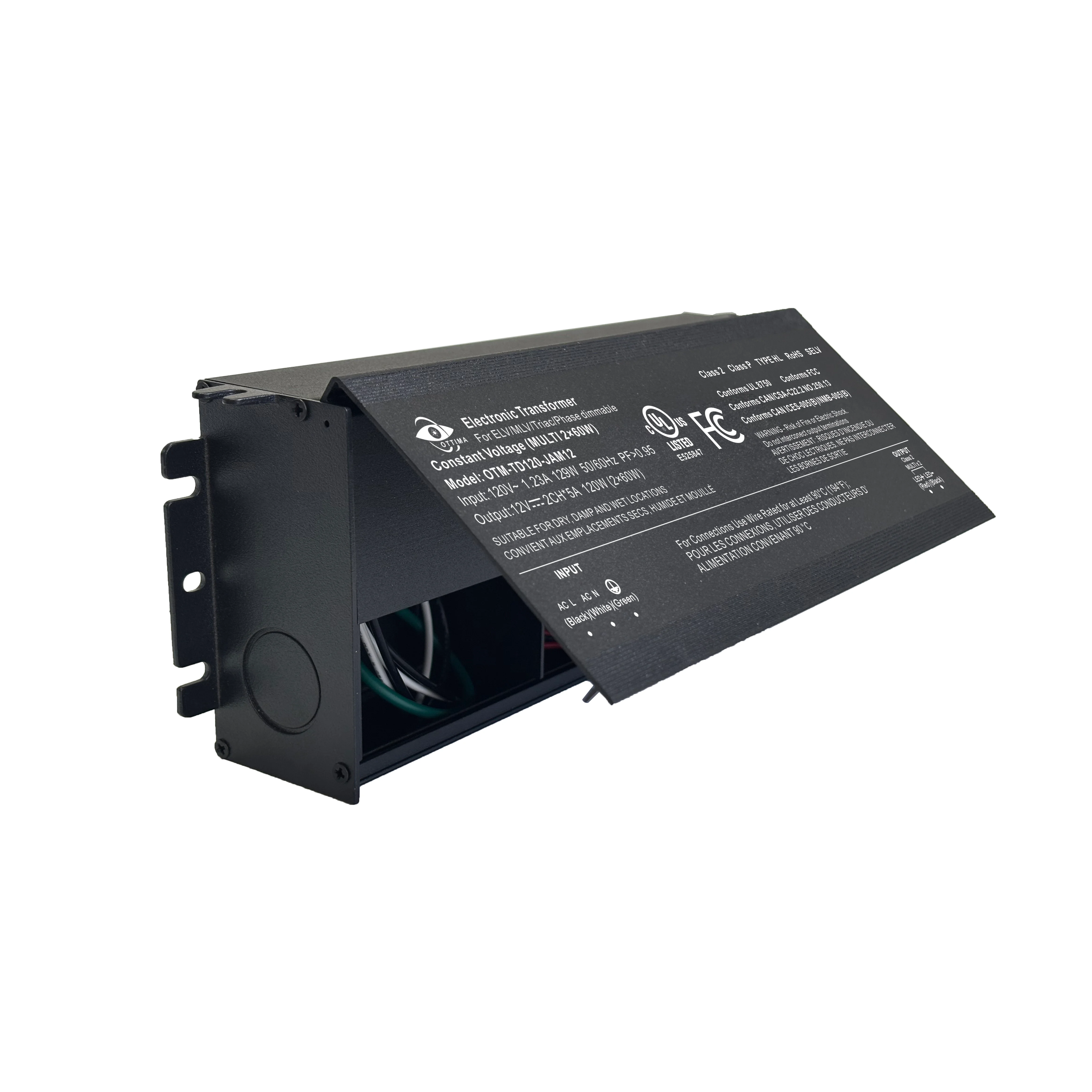 120W Triac/ELV/MLV Dimmable LED Transformer UL Listed Dual Output