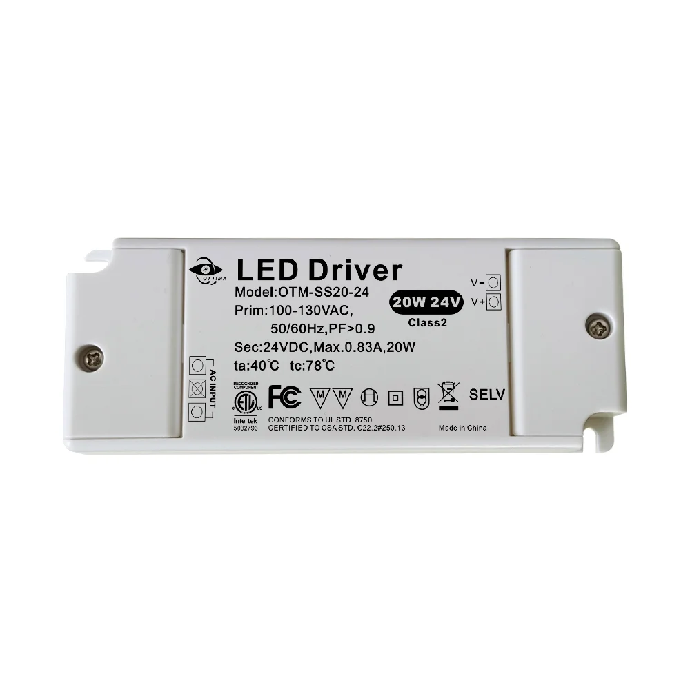 20W Constant Voltage LED Power Pupply for 24V Strip Lights IP20 Indoor