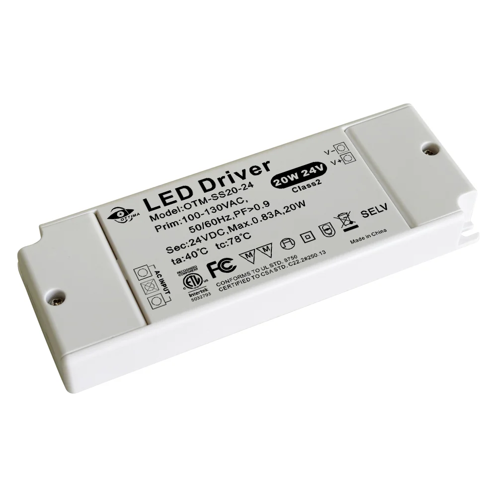 20W Constant Voltage LED Power Pupply for 24V Strip Lights IP20 Indoor