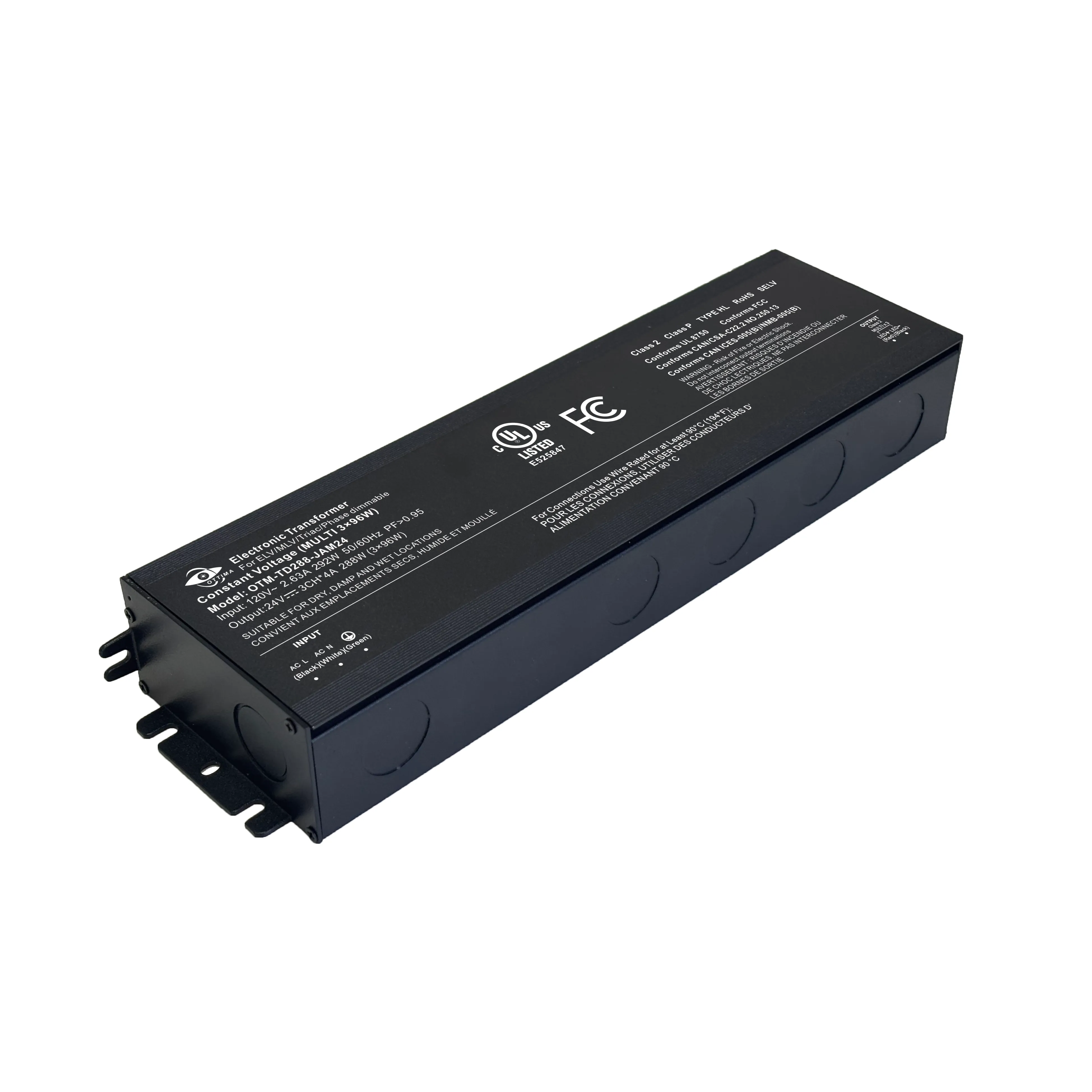 288W (96W x 3C) Triac/ELV/MLV Dimmable LED Transformer – UL Listed Multi-Output Driver