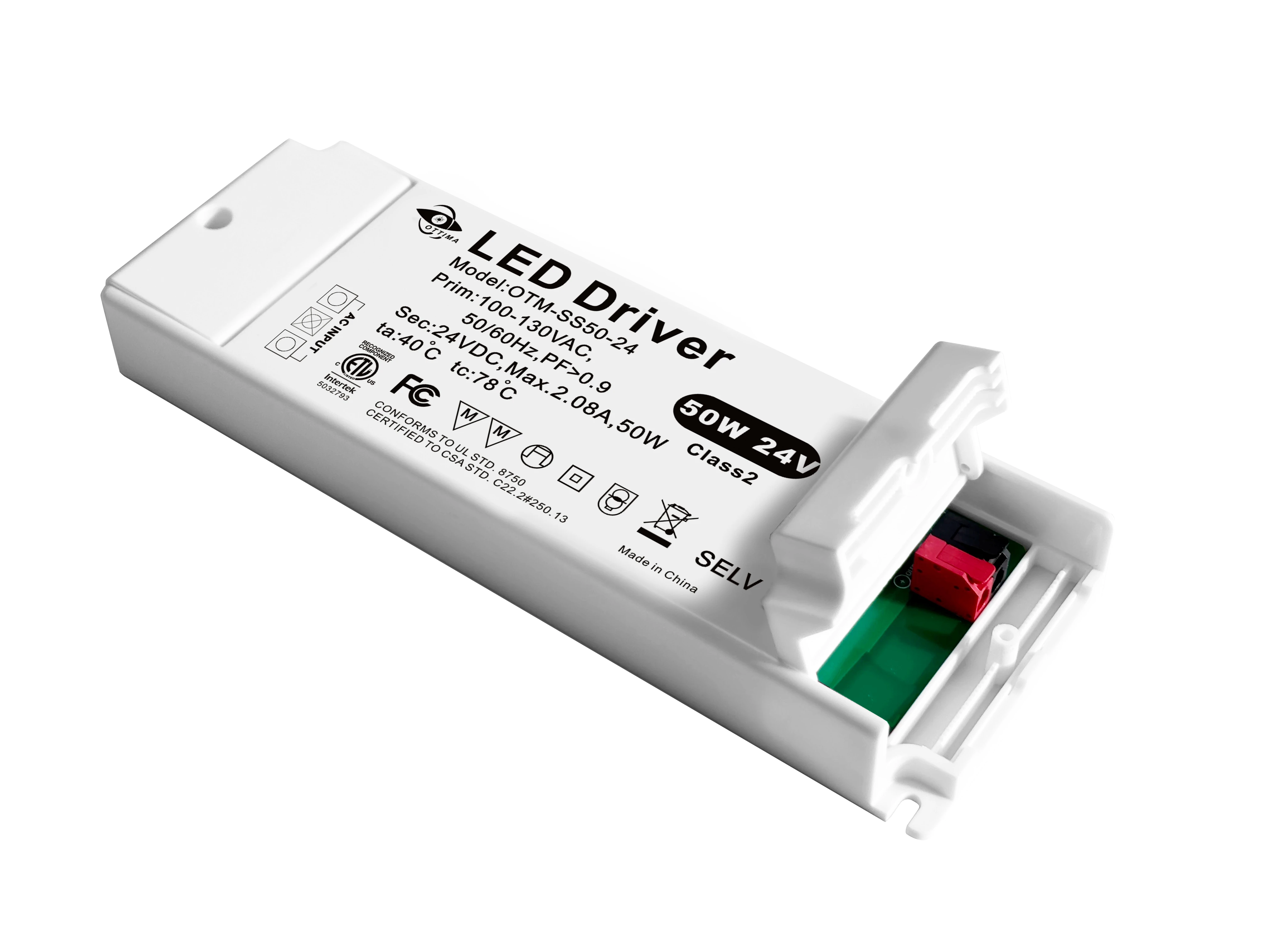 50W ETL certified Constant Voltage LED driver Wholesale (with lever-type push-button terminal block)