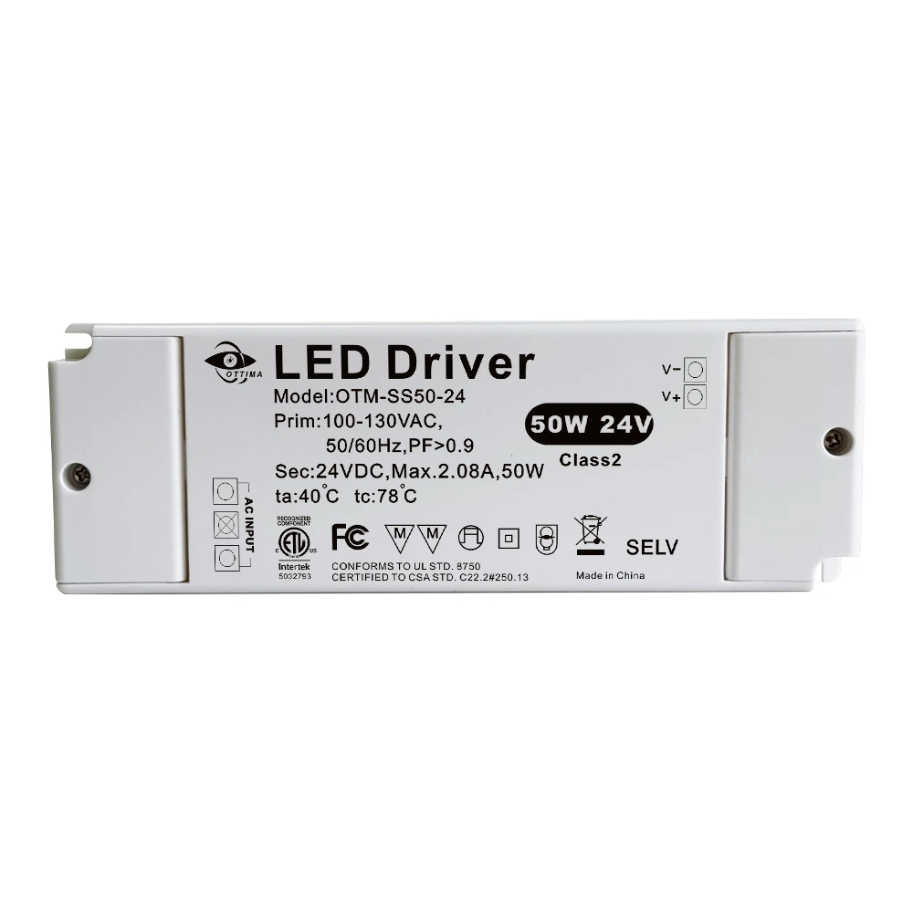 50W ETL certified Constant Voltage LED driver Wholesale (with lever-type push-button terminal block)