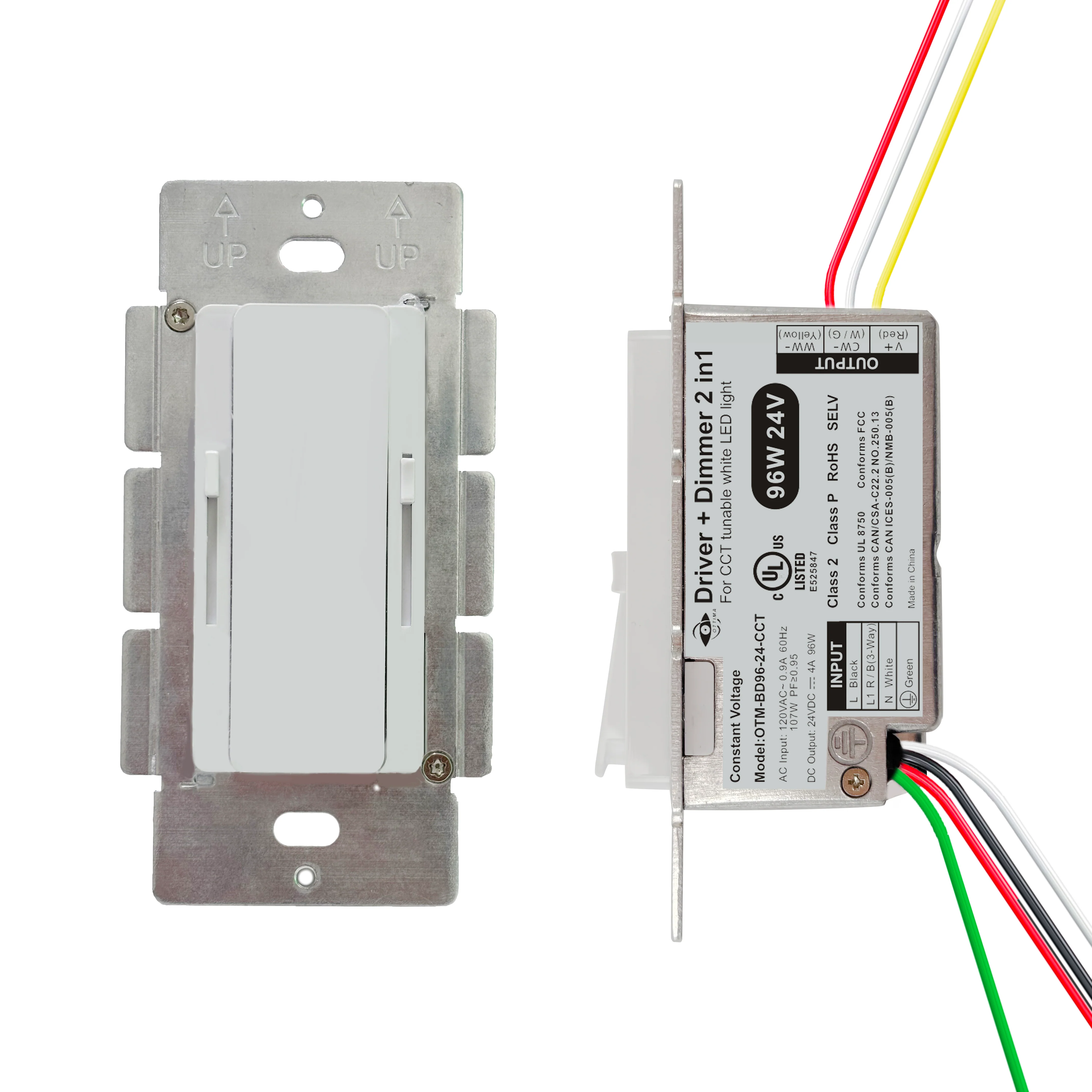 96W CCT Dimmable LED Driver and Dimmer Switch 2 in 1 Unit UL Listed Class 2