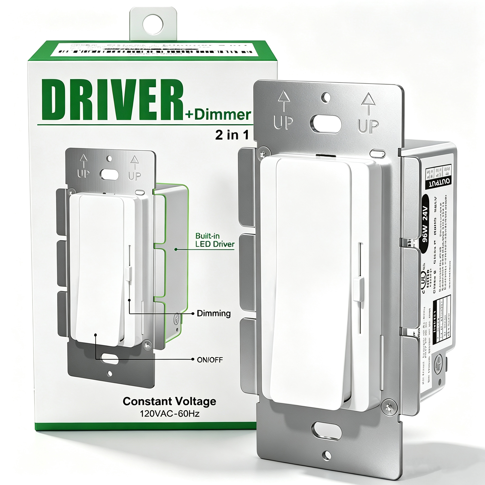 96W Dimmable LED Power Supply & Dimmer Switch 2-in-1 UL Listed, Constant Voltage Driver