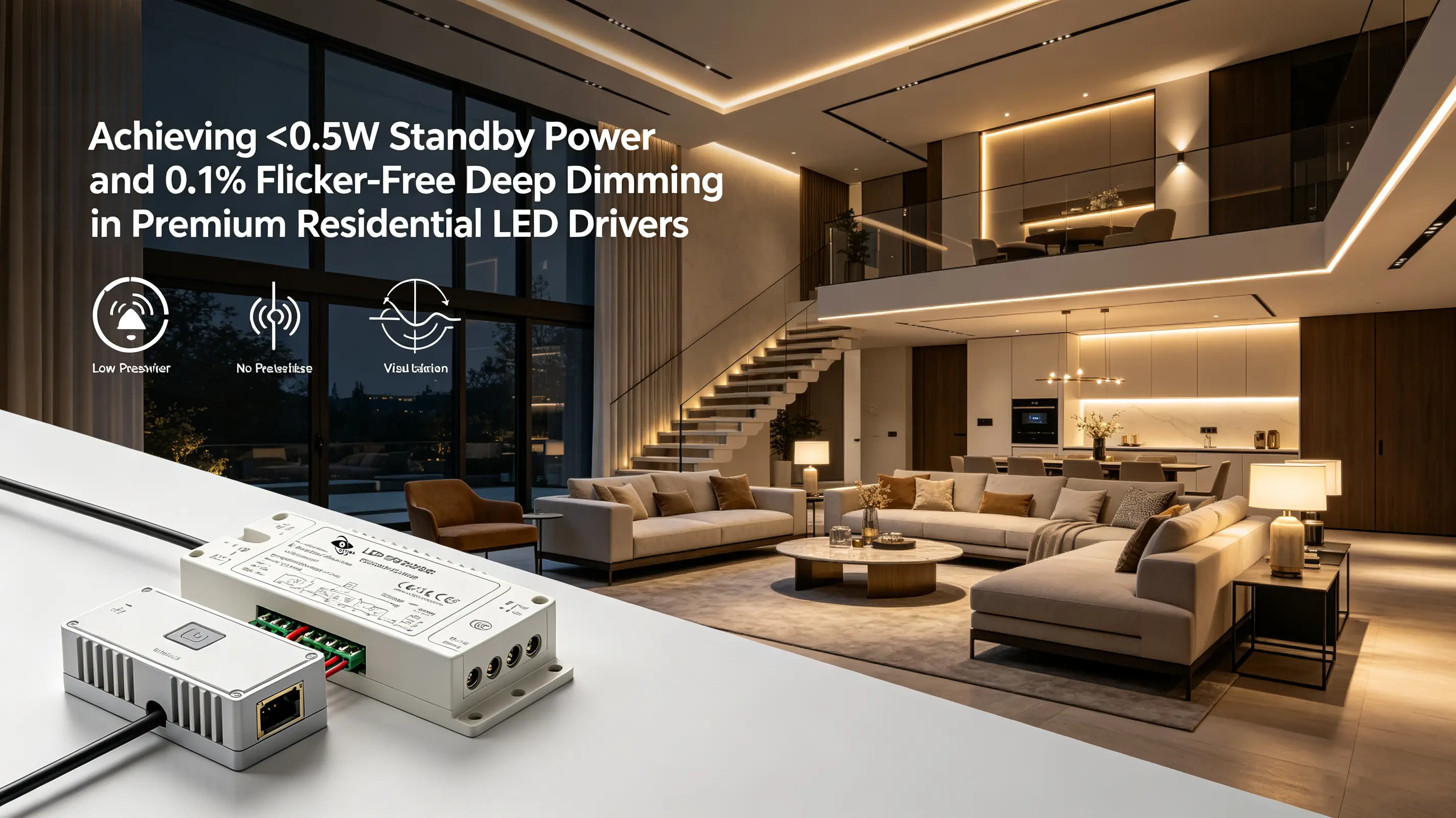 Achieving <0.5W Standby Power and 0.1% Flicker-Free Deep Dimming in Premium Residential LED Drivers