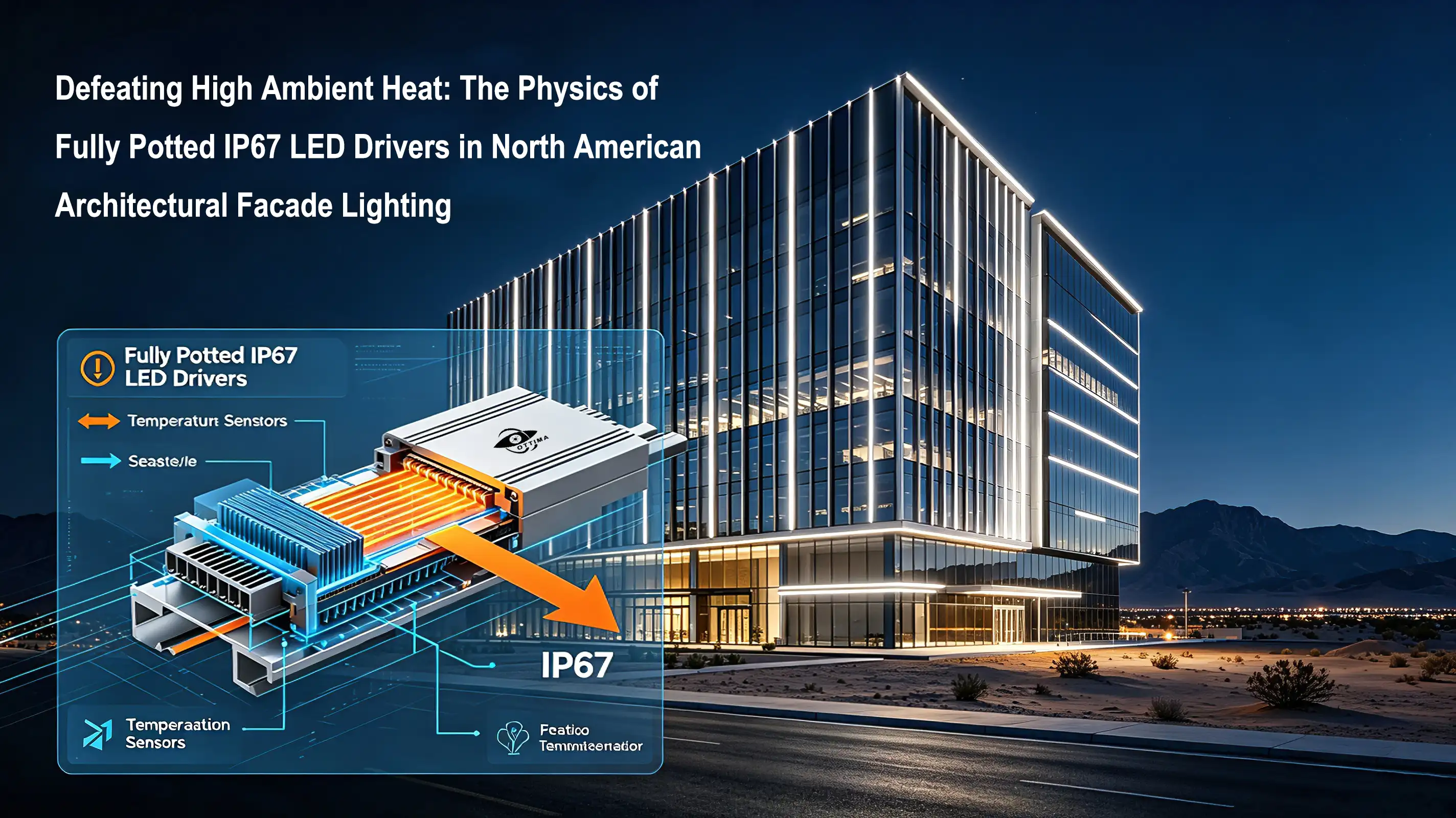 Defeating High Ambient Heat: The Physics of Fully Potted IP67 LED Drivers in North American Architectural Facade Lighting