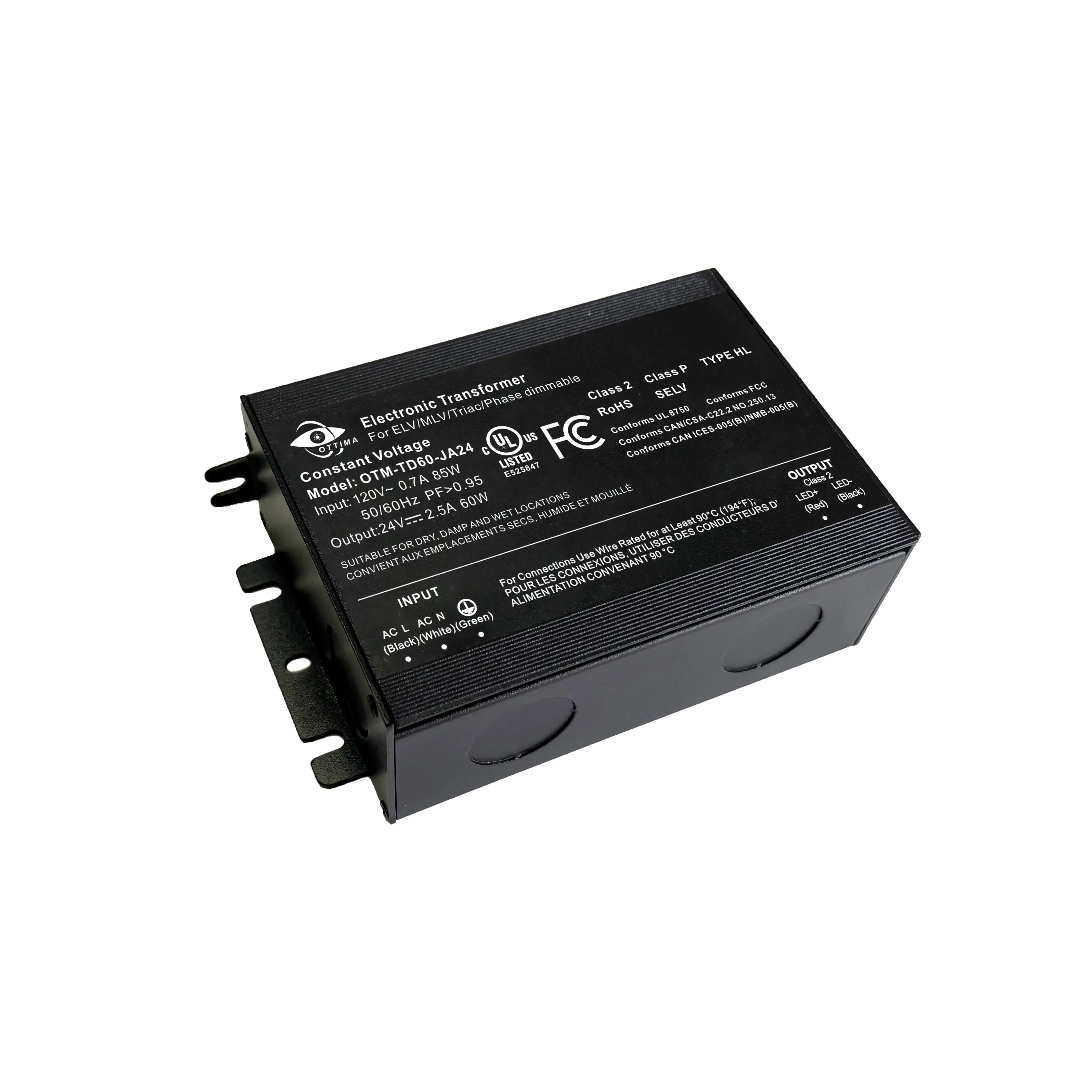 60W 12V/24V Triac ELV MLV Dimming LED Transformer Junction Box