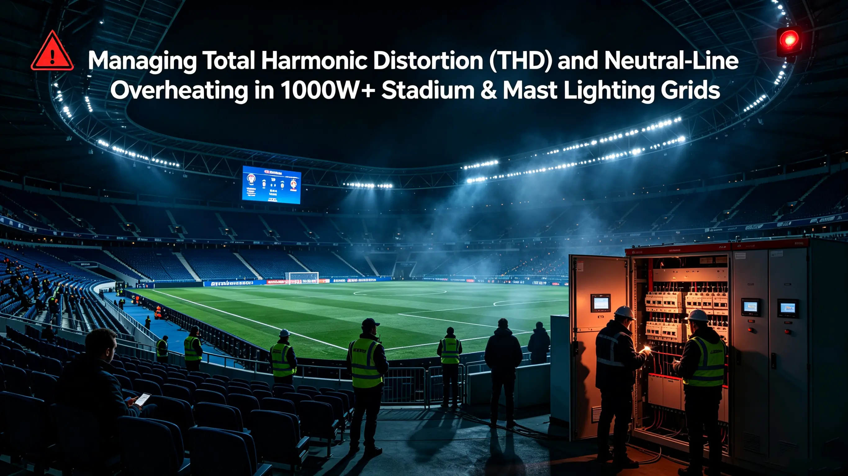 Managing Total Harmonic Distortion (THD) and Neutral-Line Overheating in 1000W+ Stadium & Mast Lighting Grids