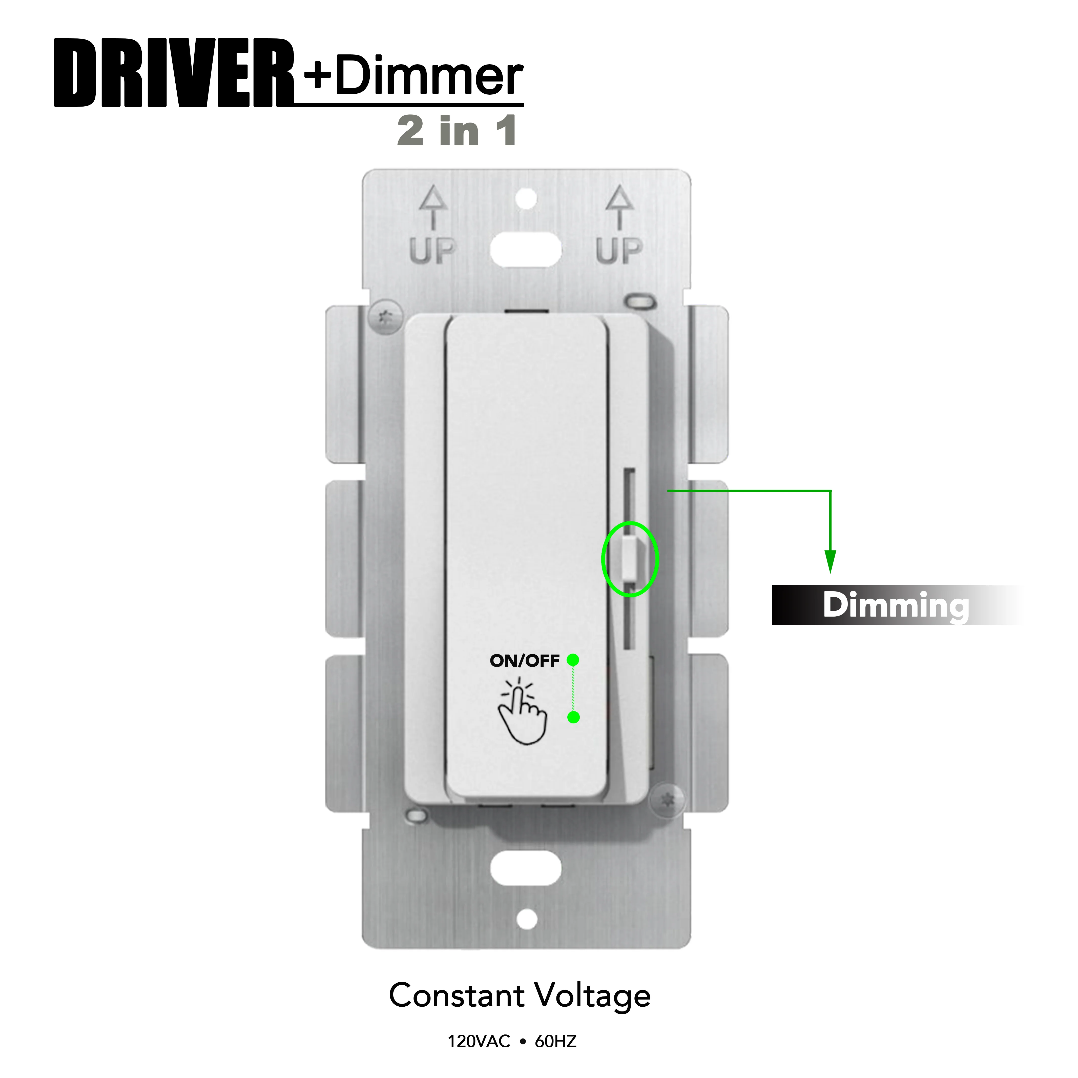 96W Dimmable LED Power Supply & Dimmer Switch 2-in-1 UL Listed, Constant Voltage Driver