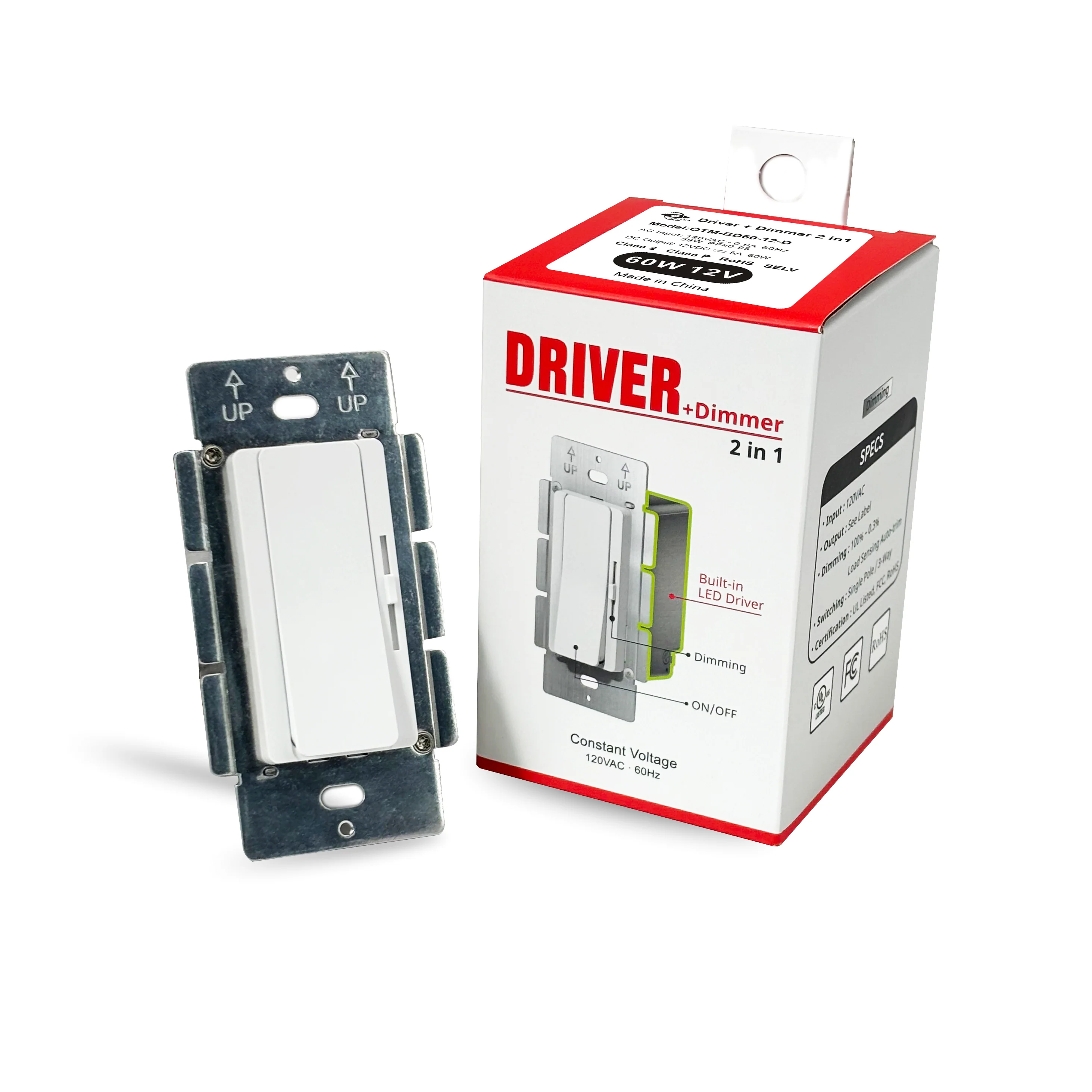 96W Dimmable LED Power Supply & Dimmer Switch 2-in-1 UL Listed, Constant Voltage Driver