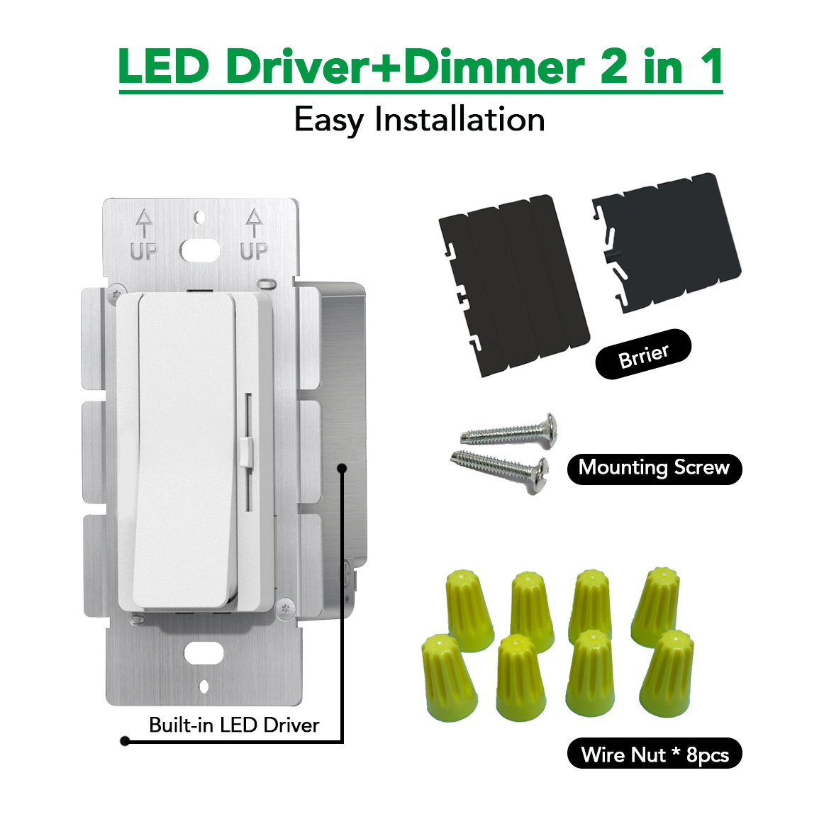 96W Dimmable LED Power Supply & Dimmer Switch 2-in-1 UL Listed, Constant Voltage Driver